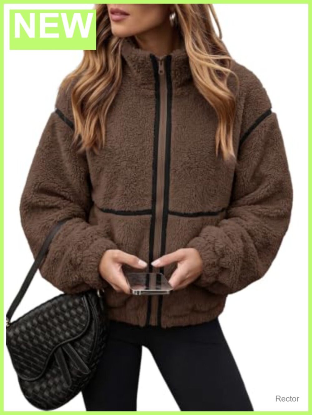 Fleece Zip Jacket Winter Coat Quilted Sherpa Outwear with Pockets